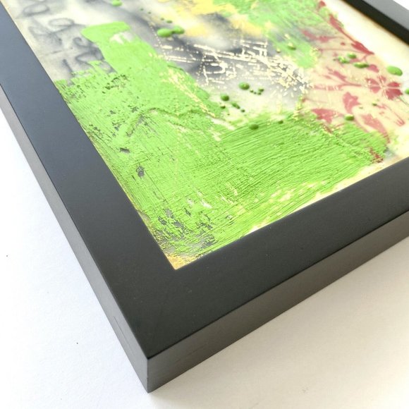 Coming Through Original Art Encaustic Wax Signed Painting Black Frame 9x11in - Picture 6 of 7